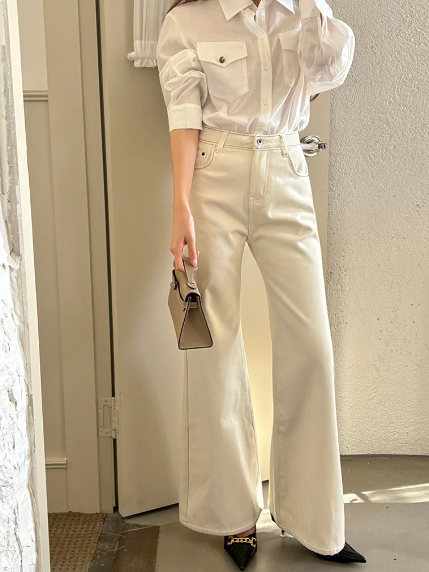 Alien Kitty 2025 nouveau jean évasé en peluche femmes hiver Denim taille haute décontractée Streetwear mince élégant tout Match bureau dame