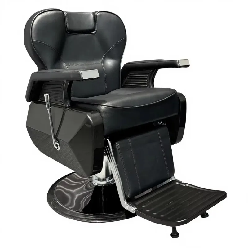 High-end Commercial American-style Men's Metal Barber Chair with Swivel Lifting Armrest Features for Hair Salon Use