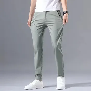2025 Spring Autumn Thin Slim Men Casual Pants Classic Business Cotton Stretch Golf Trousers Korean Fashion Male Clothing Pants 6