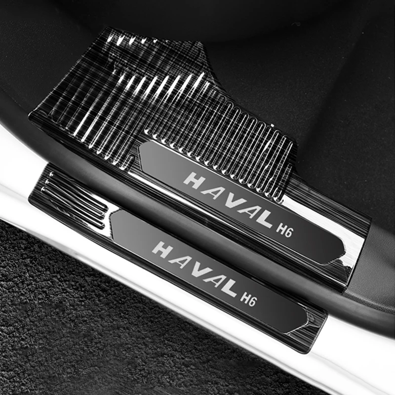 For Haval H6 3rd Gen 2021 2022 2023 GT DHT-PHEV Car Door Threshold Protector Stickers Welcome Pedal Guards Sill Scuff Plate Tirm