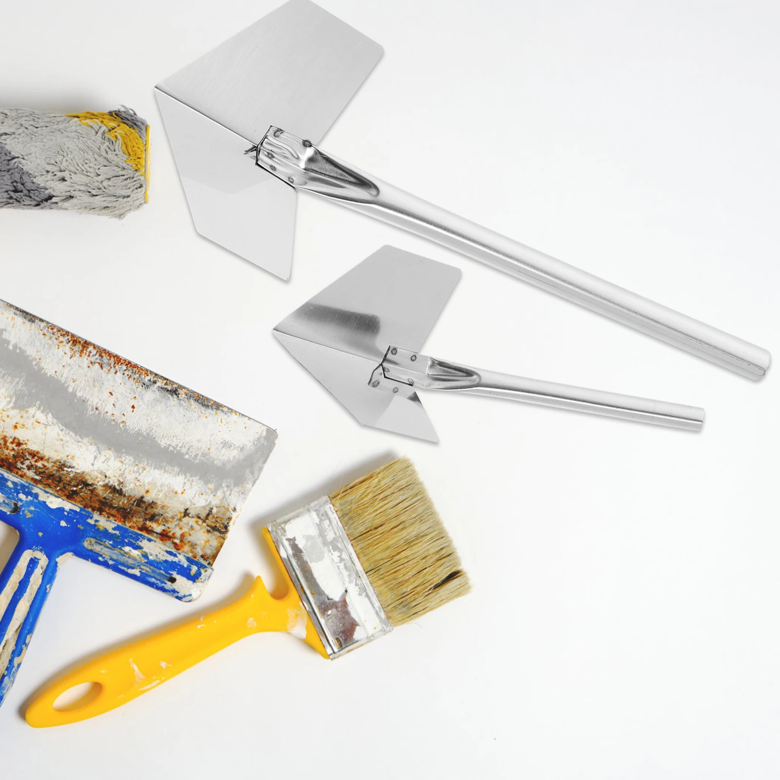 4pcs Stainless Steel Corner Trowel Drywall Finishing Tool Set for Interior Exterior Plastering with Concave Convex