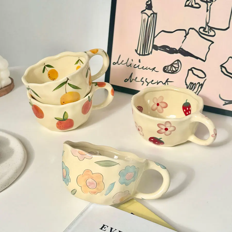 

Sophistication High-Aesthetic Fresh And Chic Floral Ceramic Cup Home Couple'S Afternoon Tea Water Cups Minimalist Office Mug