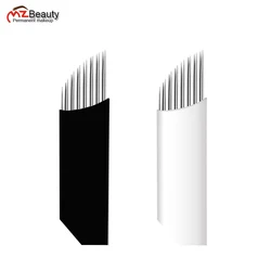Double Row 15 Microblading Needles Shading Crossed 15Pins Curved Embroidery Blade For Permanent Makeup Manual Pen Tattoo Supply