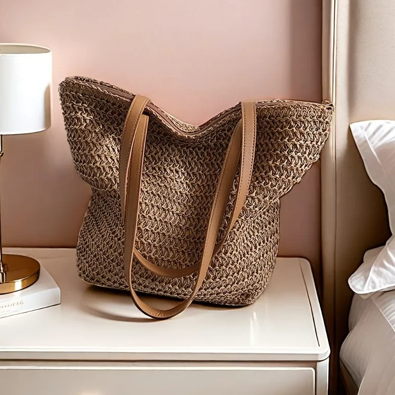 

Large Capacity Travel Beach Style Armpit Bag, Fashion Women's Woven Versatile Shoulder Bags, Suitable for Commuting and Tourism