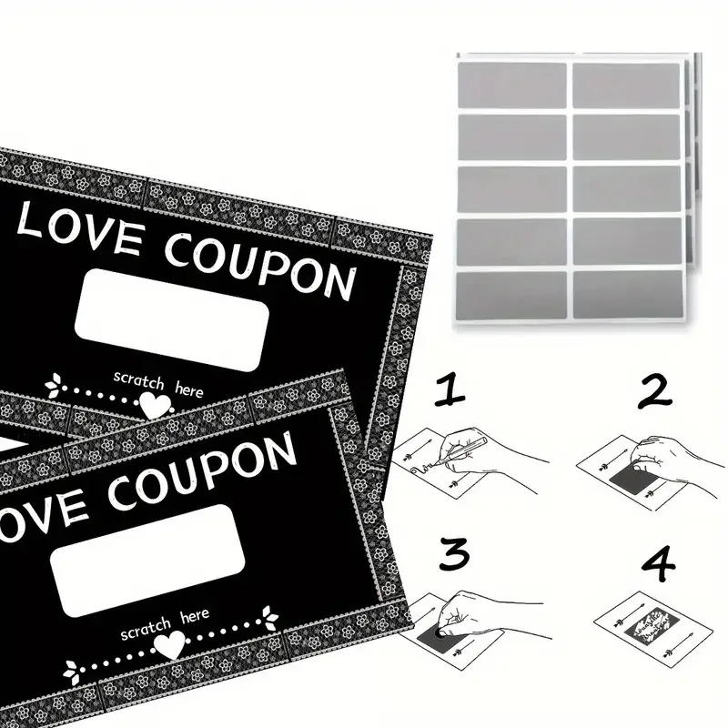 50pcs 스크래치 오프 사랑 쿠폰 커플 스크래치 카드 DIY 발렌타인 데이 결혼 기념일 커플 연인을위한 크리 에이 티브 선물