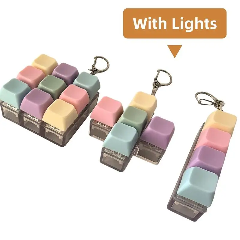 9 Key LED Light Fidget Keyboard Toy Portable Finger Stress Relief Keychain Game