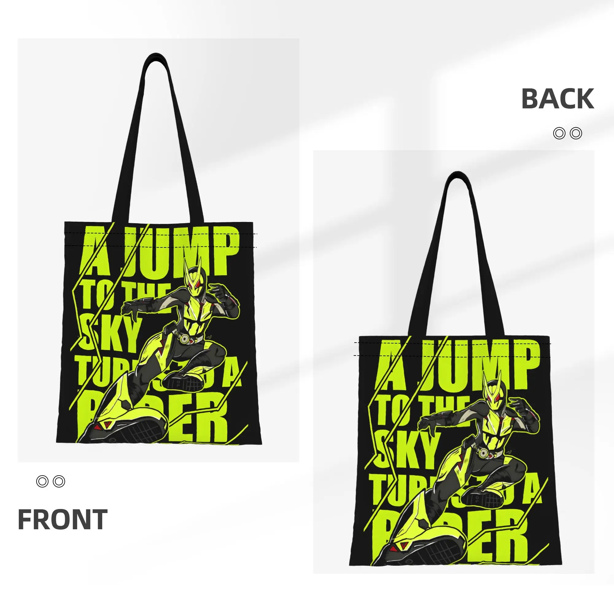 1PC Large Capacity Zero One Kamen Rider Anime Canvas Tote Bag Foldable Chic Pattern No Closed Design