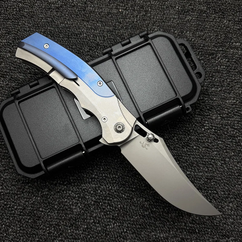 LEMIFSHE F05 RattleSnake titanium handle m390 blade folding knife EDC tool camping hunting outdoor practical knife - view 3