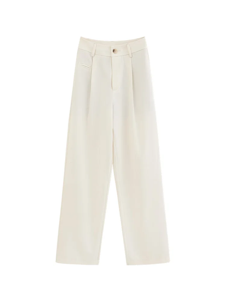 Elegant High Waist Wide Leg Pants Women Loose Straight Trousers Draped Design Autumn Casual Slimming Long Suit Pants Office Wear