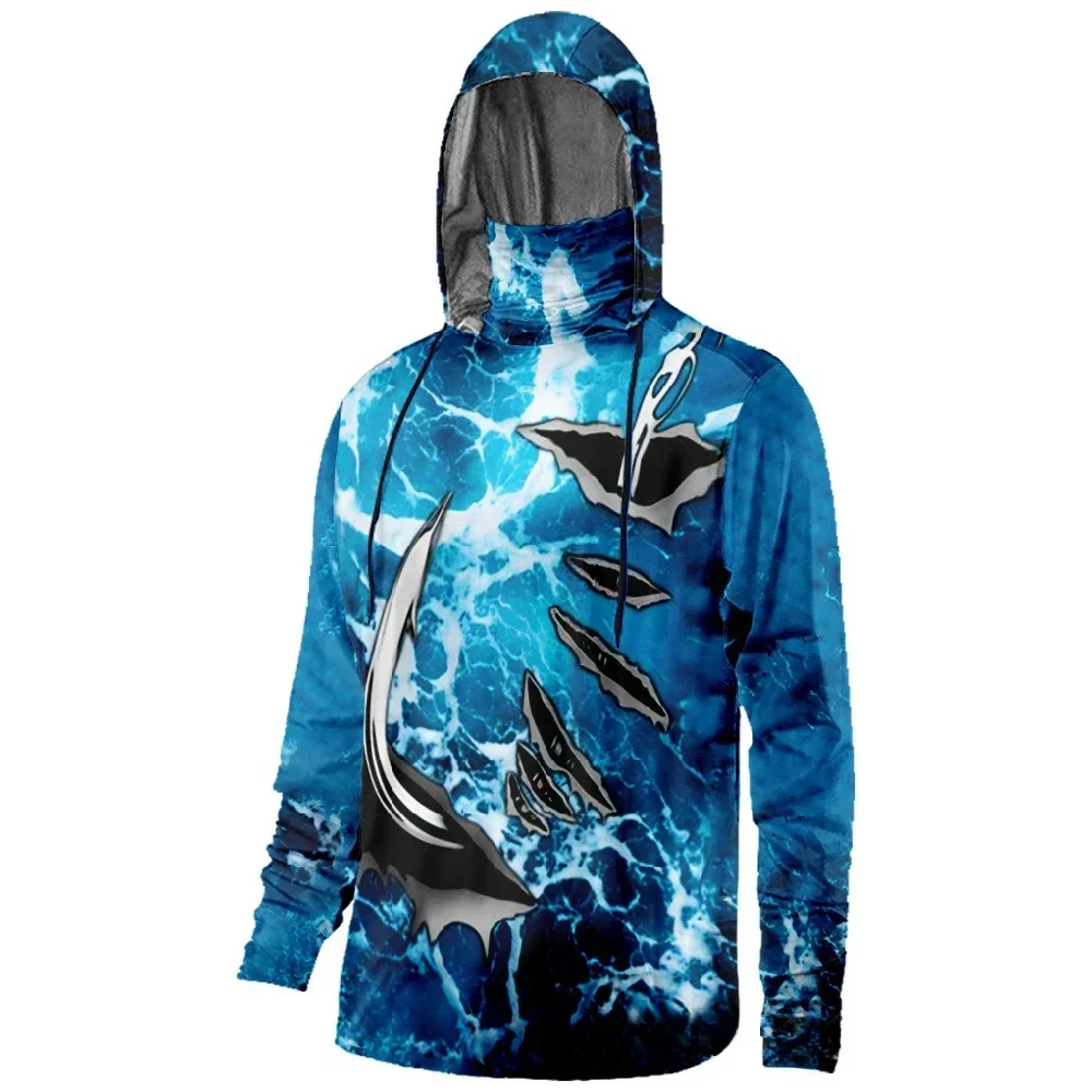 

Mens Fishing Clothing Hook Tuna Camouflage Printed Sun Protection Face Mask Hoodies Outdoor Sports Breathable Clothes