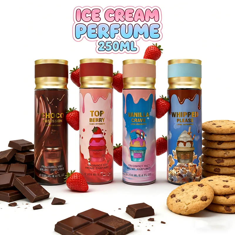 French Creamy Ice Cream Fragrance Unisex Chocolate Popcorn Perfume Longlasting Fresh Sweet Tempting Fruity Eau De Toilette 250ml