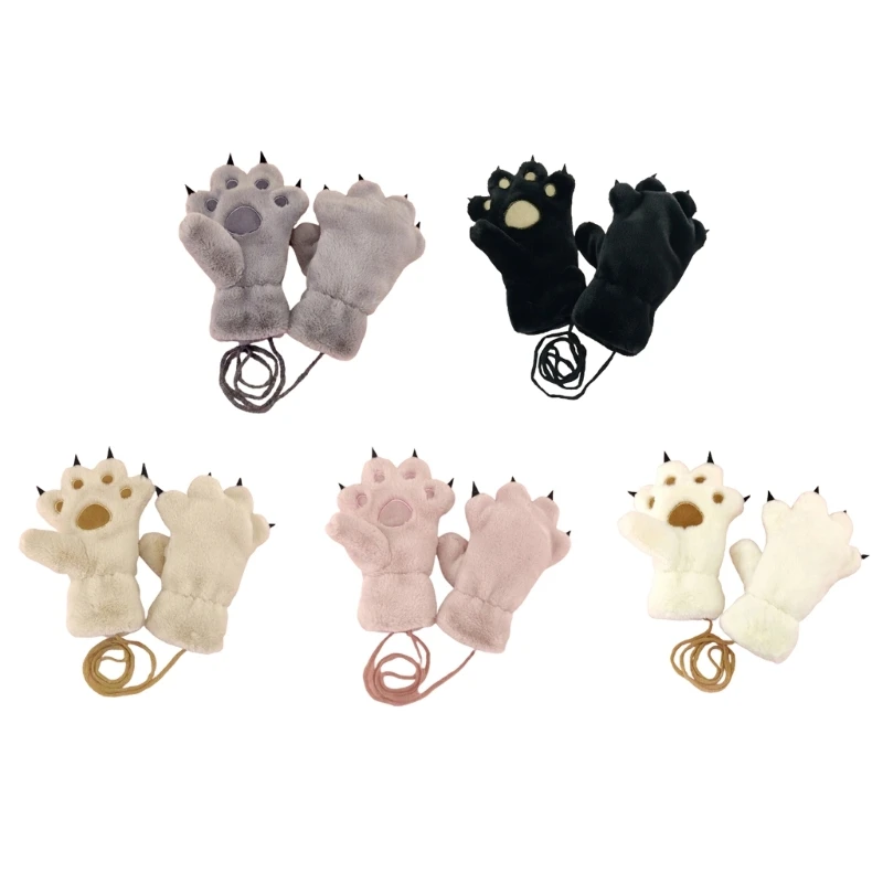 

Soft Toddler Winter Gloves Faux Rabbit Hair Kids Gloves Animal Paws Shape Gloves