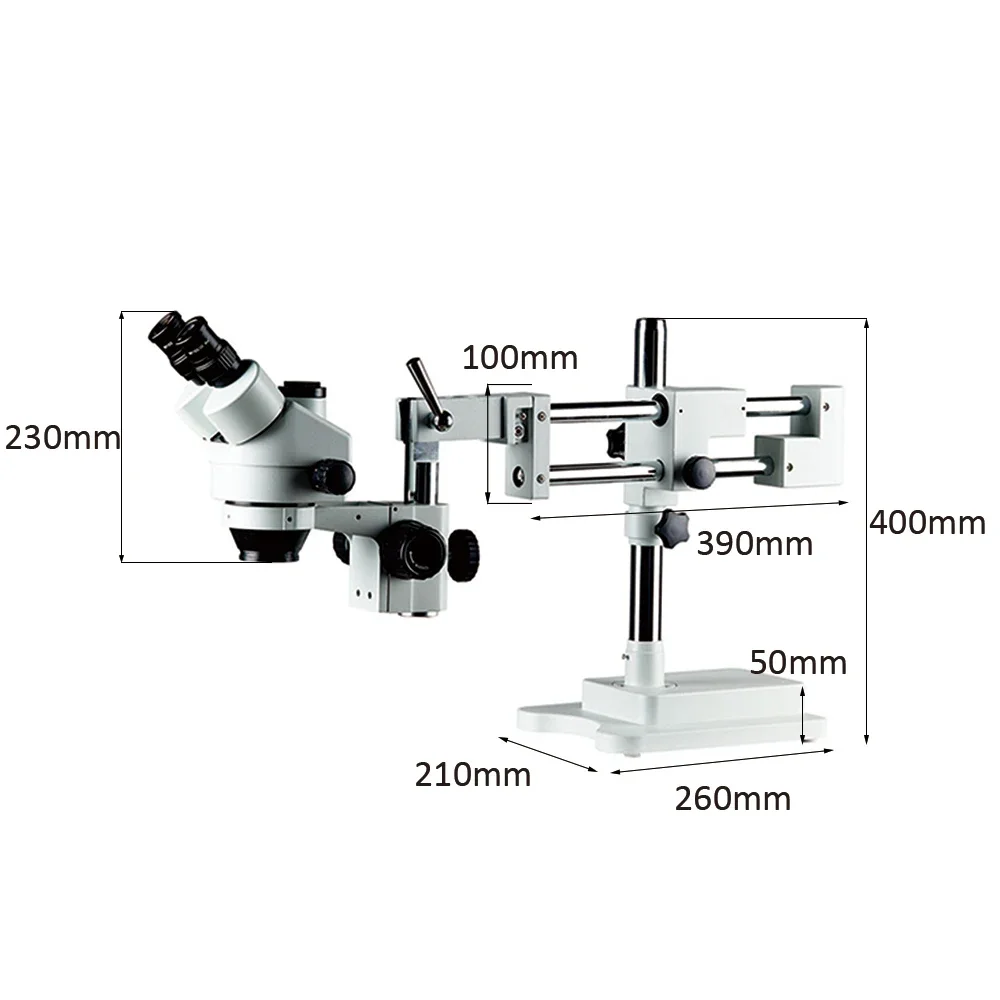 7X-45X Trinocular Stereo Microscope 48MP 4K Video Ca me ra Dual Arms Laboratory Education