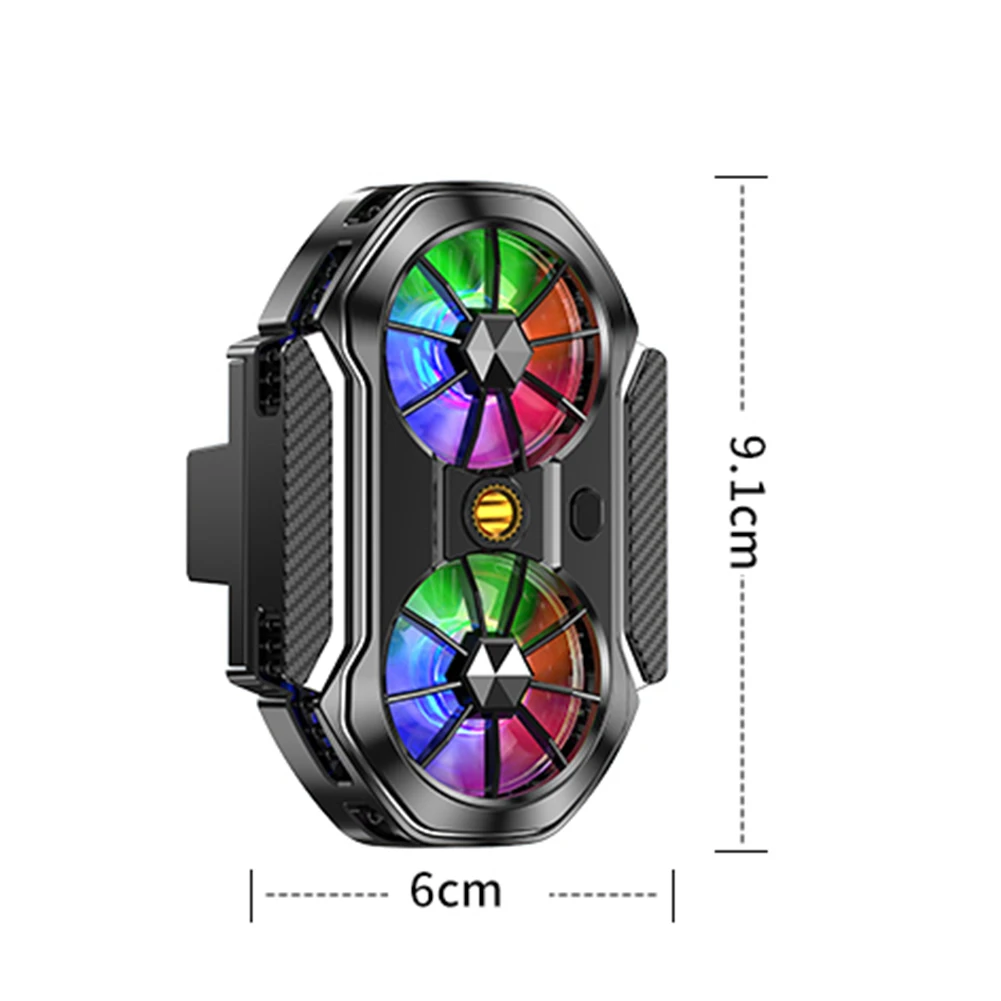 Voltar Clip Semiconductor Refrigeração do telefone móvel Refrigerador, Dual Fans, Ventilador de refrigeração rápido, 3 Modos RGB para Live Streaming
