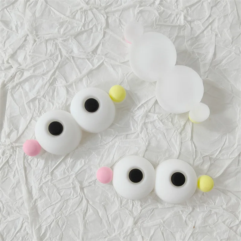 15PCS Cartoon cute flat bottom soft rubber one-piece eyes plush doll five senses expression accessories diy handmade decoration