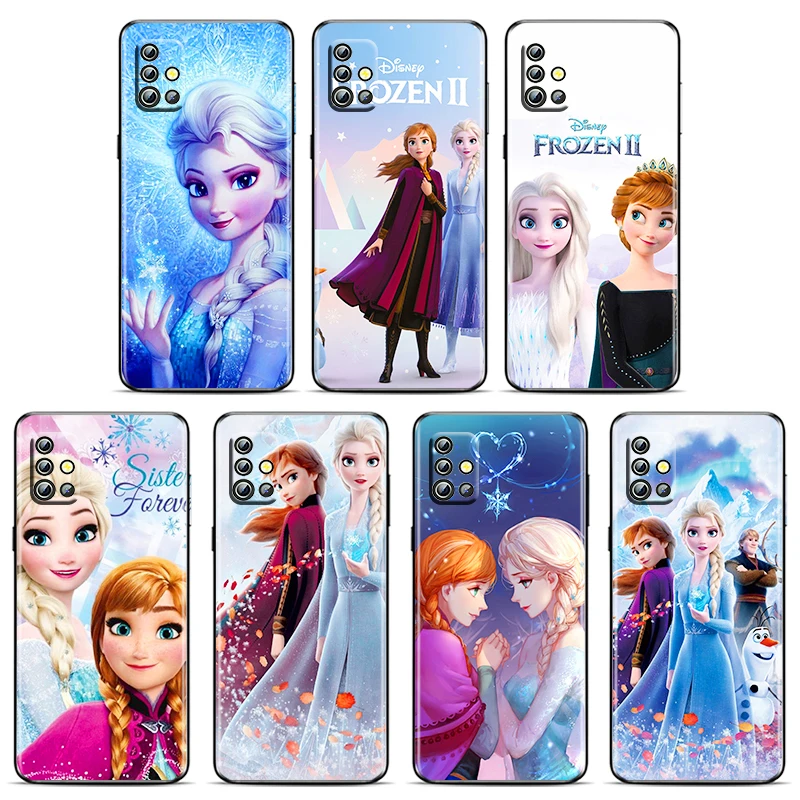 Disney movie Congelato Anna Elsa Cassa Del Telefono Per Samsung A73 A72 A71 A53 A52 A51 A42 A33 A32 A23 A22 A21S A13 A12 A03 A02 Nero