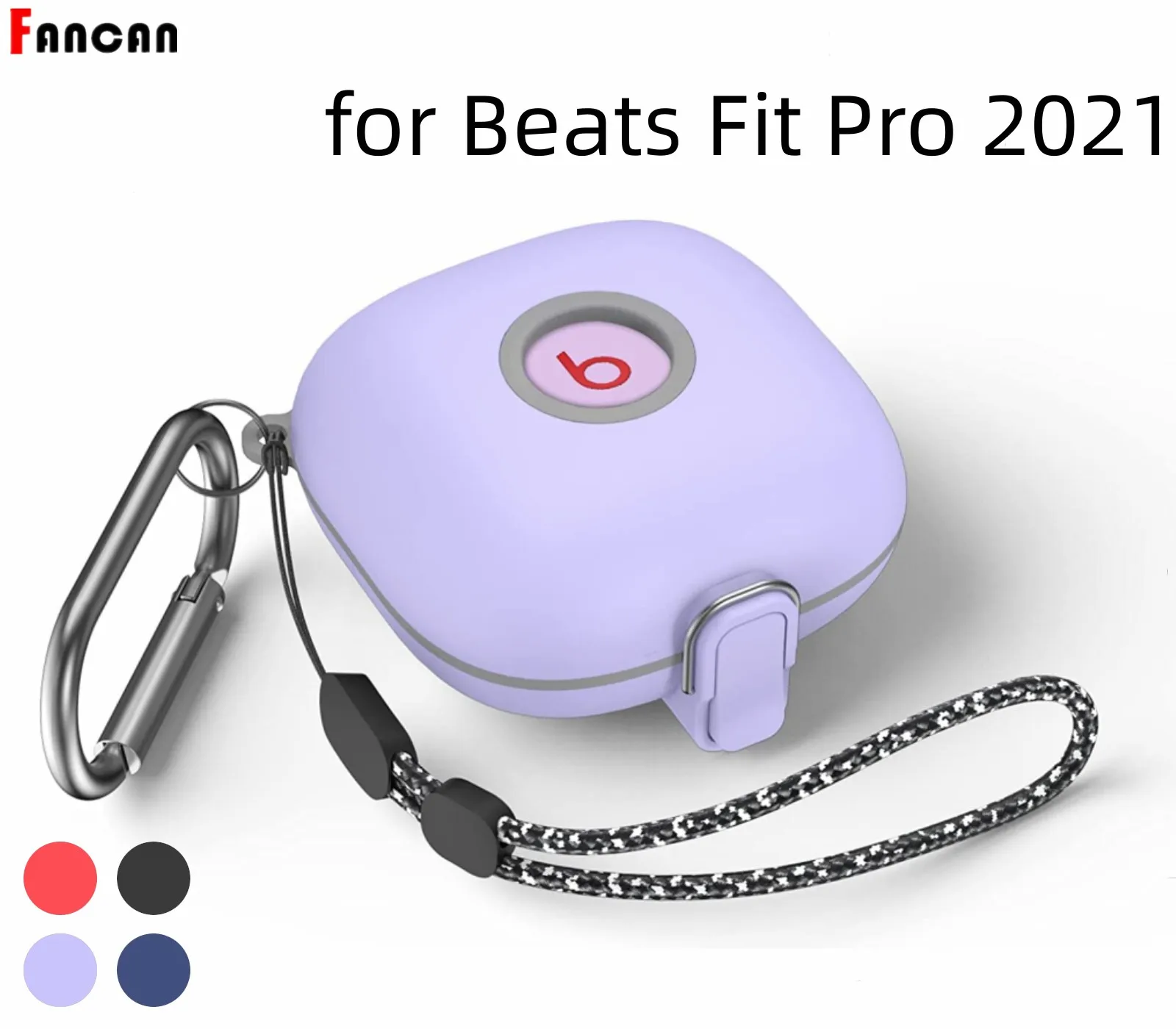 [Upgrade Secure Lock] custodia per Beats Fit Pro 2021 Cover protettiva antiurto TPU Hard Shell con cordino/portachiavi Anti-smarrimento