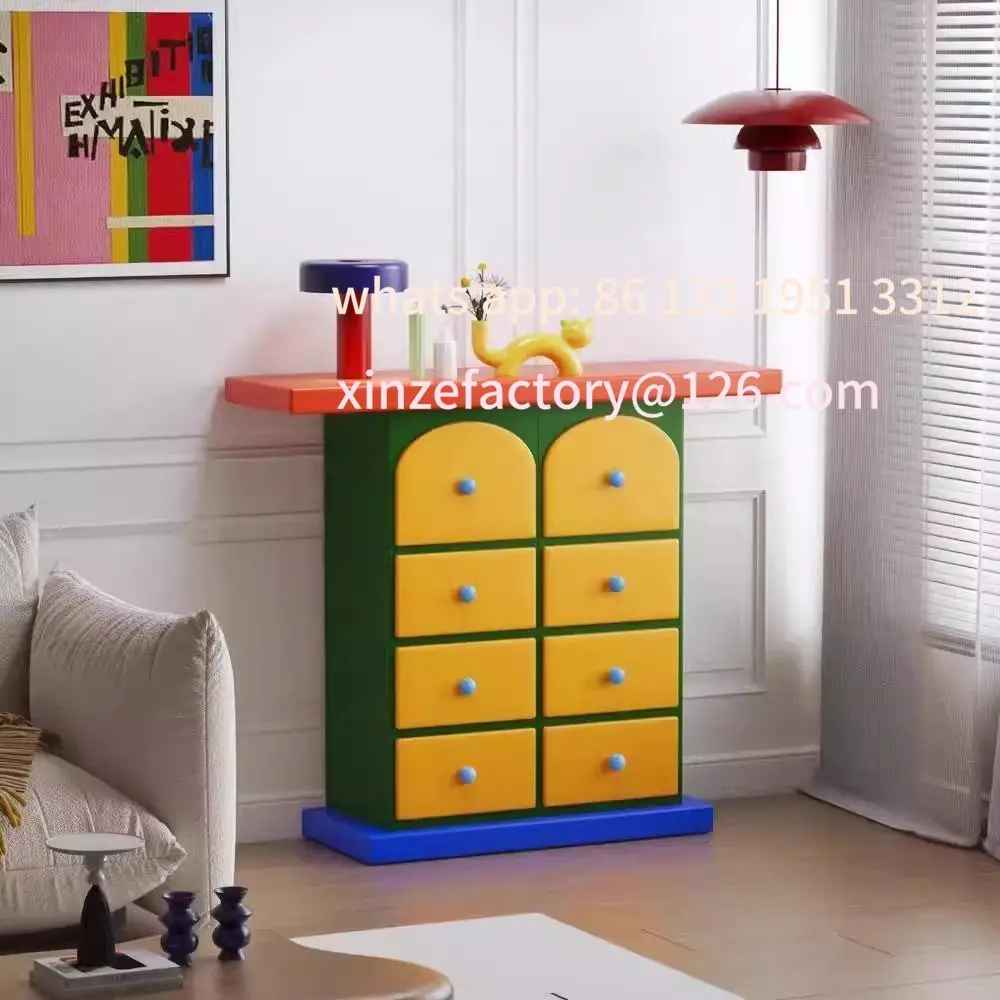 

Customizable dopamine contrasting color eight-bucket cabinet living room entrance cabinet counter case home cartoon storage