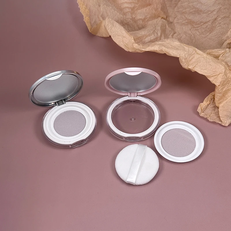 1 unidad de estuche portátil ultrafino de plástico de 5g para polvos sueltos, tarro de maquillaje de viaje con espejo y tamizador