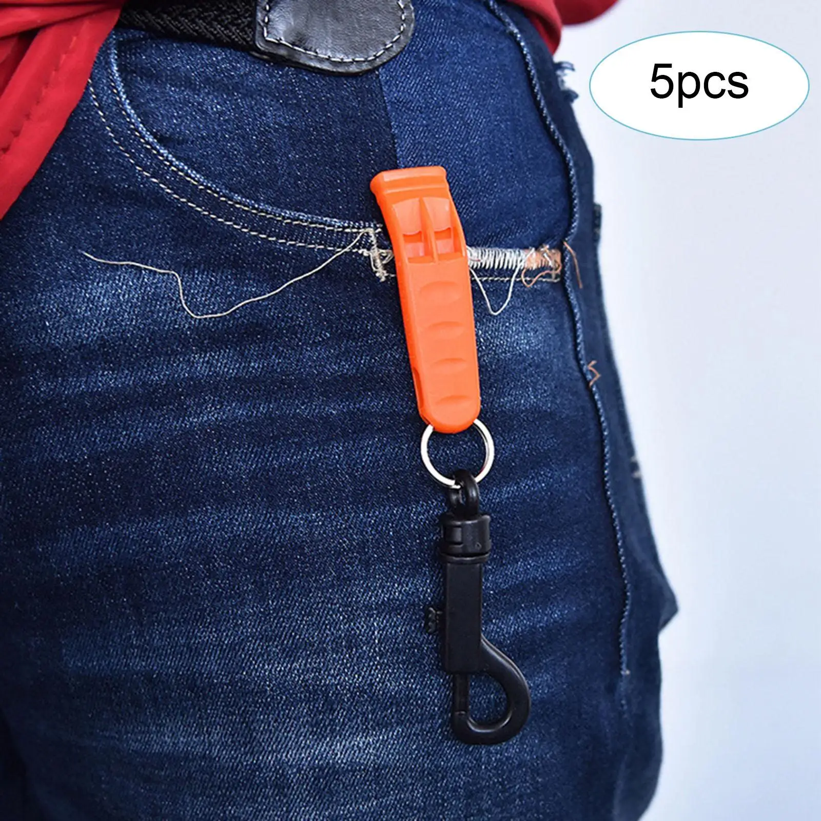 

5Pcs Portable Emergency Whistle Survival Whistle Loud Sound Plastic with Hook