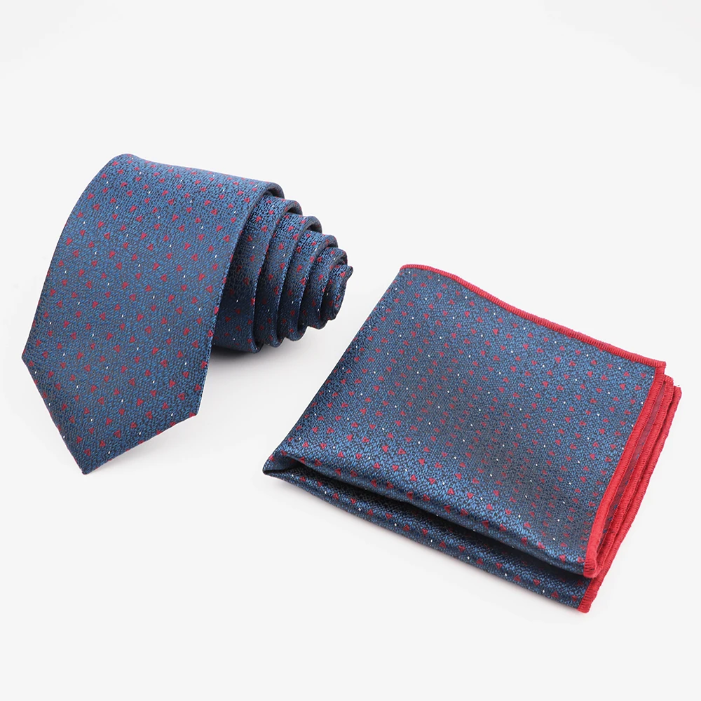 Men's Fashion Polyester Tie Pocket Square Handkerchief Set Novelty Necktie For Men Business Wedding Party Shirt Accessories Gift