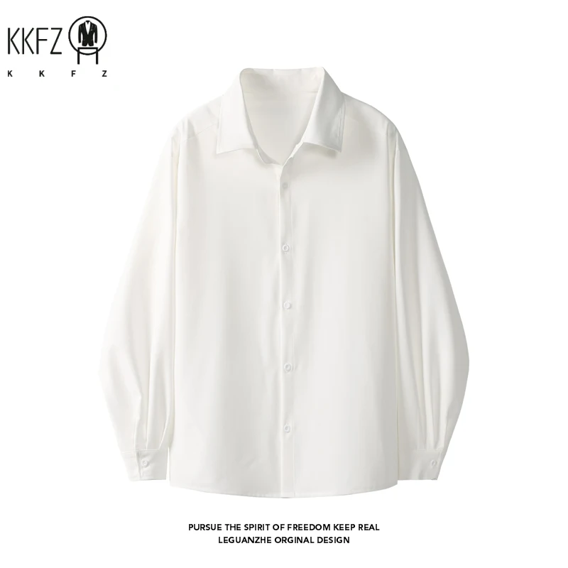 Mens All Match Collared Blouse Long Sleeve Single Breasted Soft Fabric Easy Layering For Business And Casual Occasions