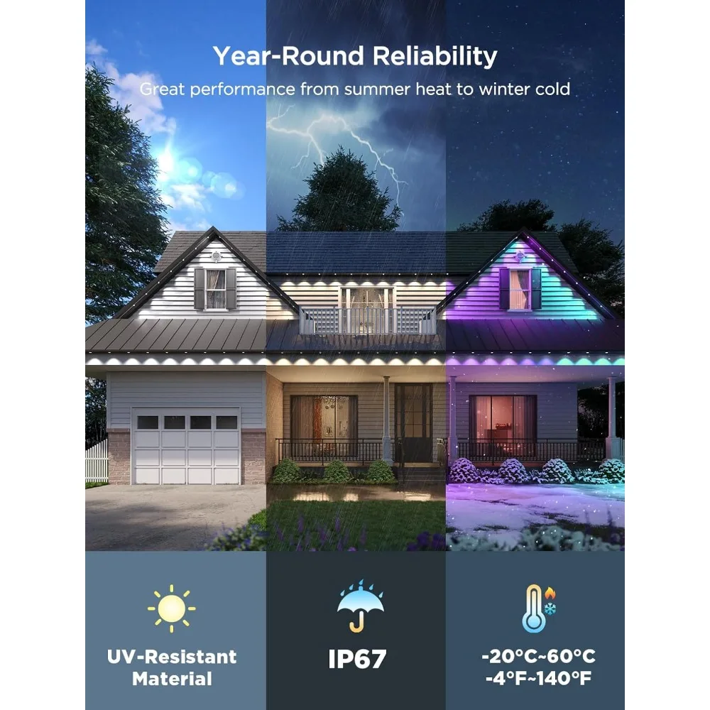 مصابيح LED خارجية مقاومة للماء بطول 150 قدمًا من Govee مع 108 مصباح LED، 100 وضع للمشهد، ضوء أبيض 40 لومن #4