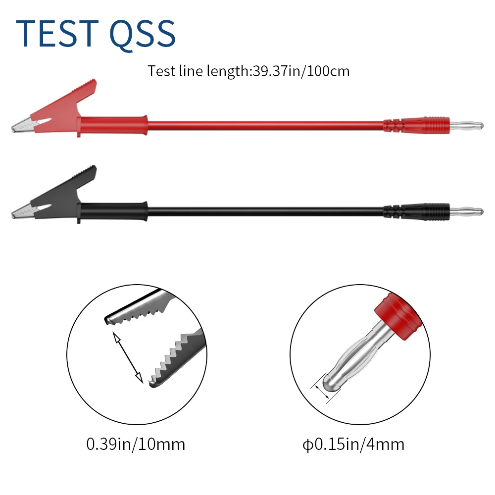Imagem -03 - Qss-multímetro Test Leads Banana Plug para Jacaré Clip Cabo de Fio Ferramentas Elétricas Acessórios Vermelho Preto 1m mm Q.70056c Pcs