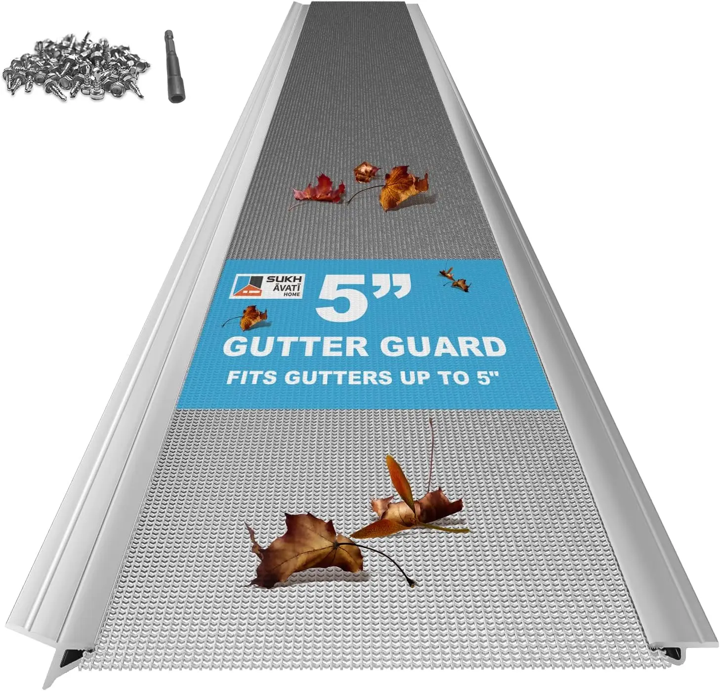 

Gutter Guard Kit,Stainless Steel Mesh Gutter Guard, Fits 5-inch & Smaller Gutters, Heavy-Duty Aluminum Frame, Leaf Guard for Gut