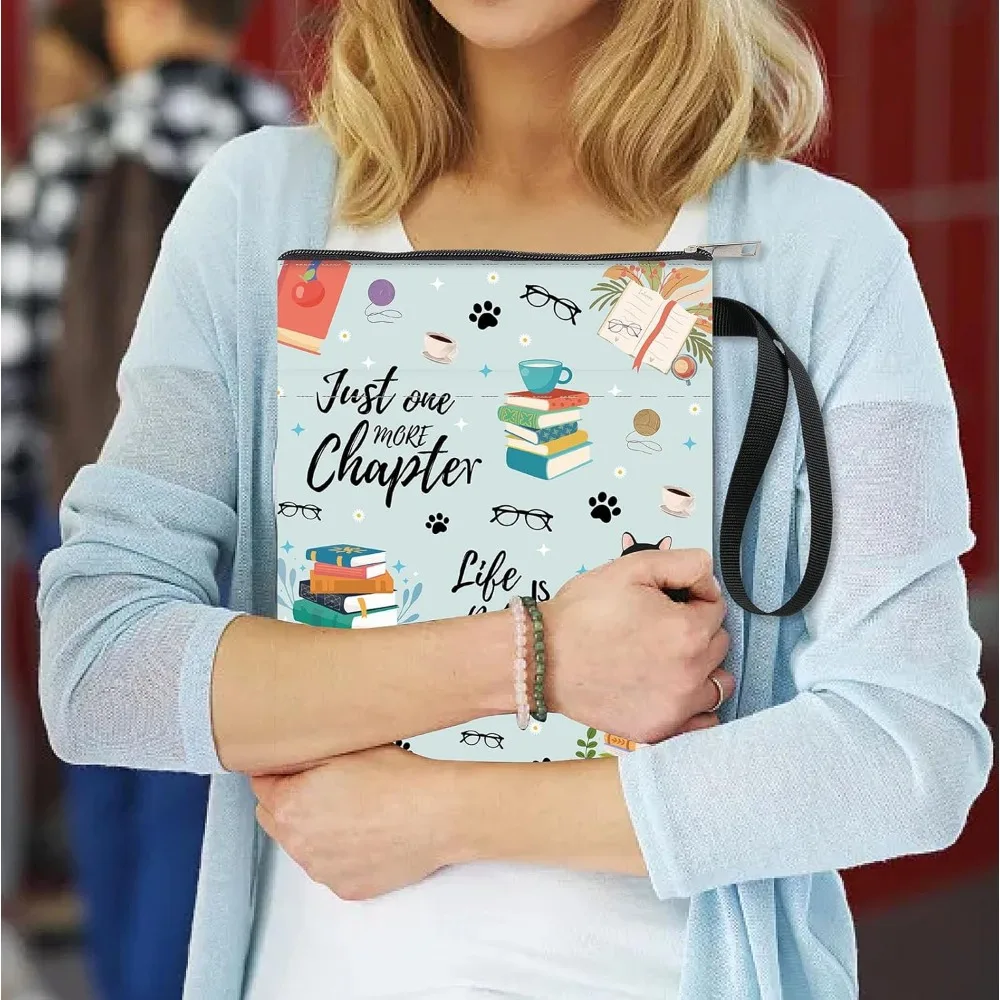 Book Sleeves Cat Coffee Book Protector Book Covers for Paperbacks Washable Cloth Book Cover with Zipper and Extra Sleeve Pocket