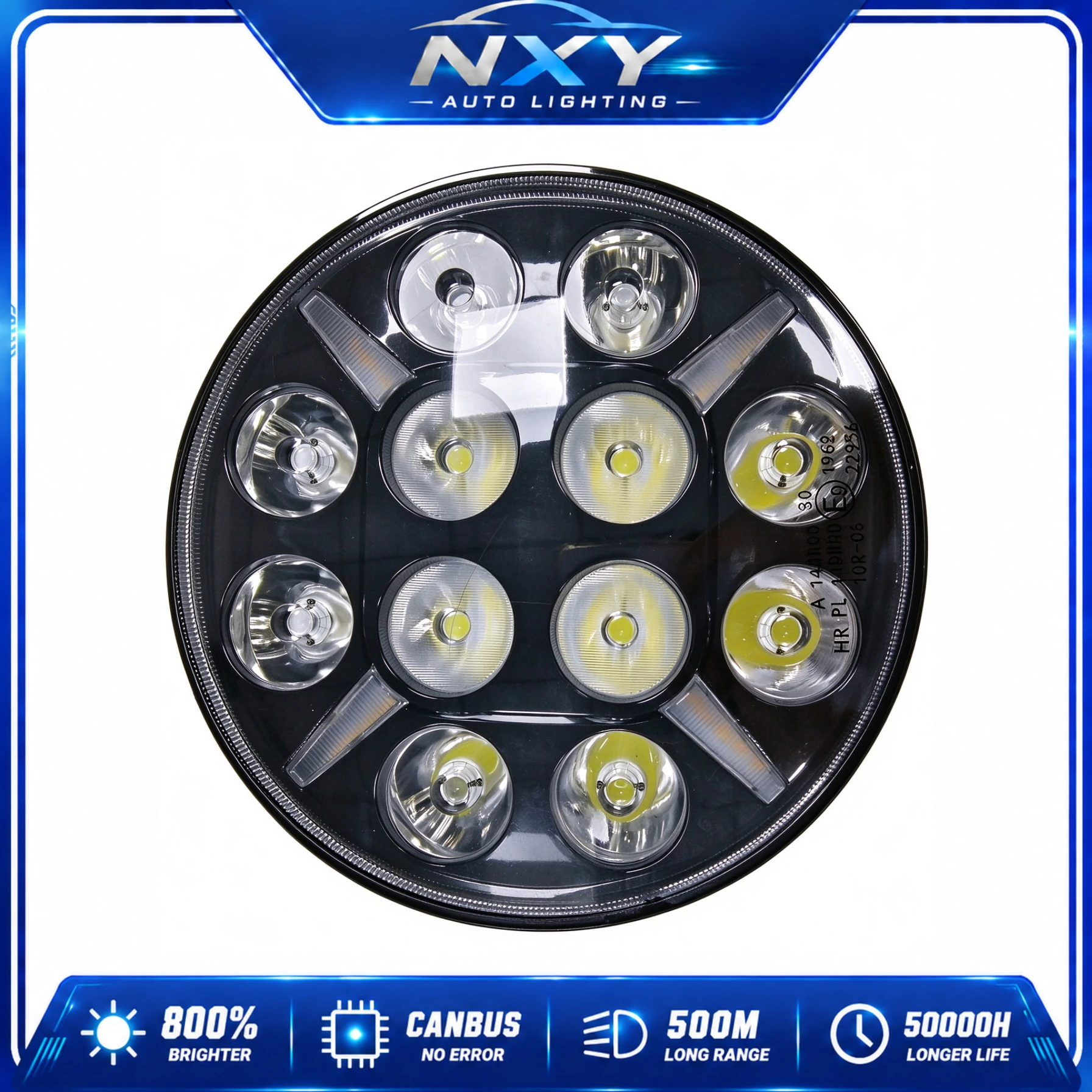NXY 7 Inch 12 LED Projector Spot Light White Yellow Dual Color Offroad Driving Lamp for Jeep Wrangler SUV Upgrade Headlight