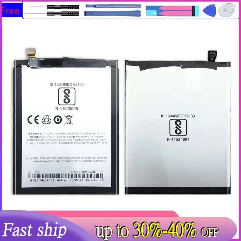 

Replacement For Meizu Meizy Mei Zu Blue A5 M5c M710M M793Q Battery BT710 BT 710 BT-710 3060Mah With Free Tools