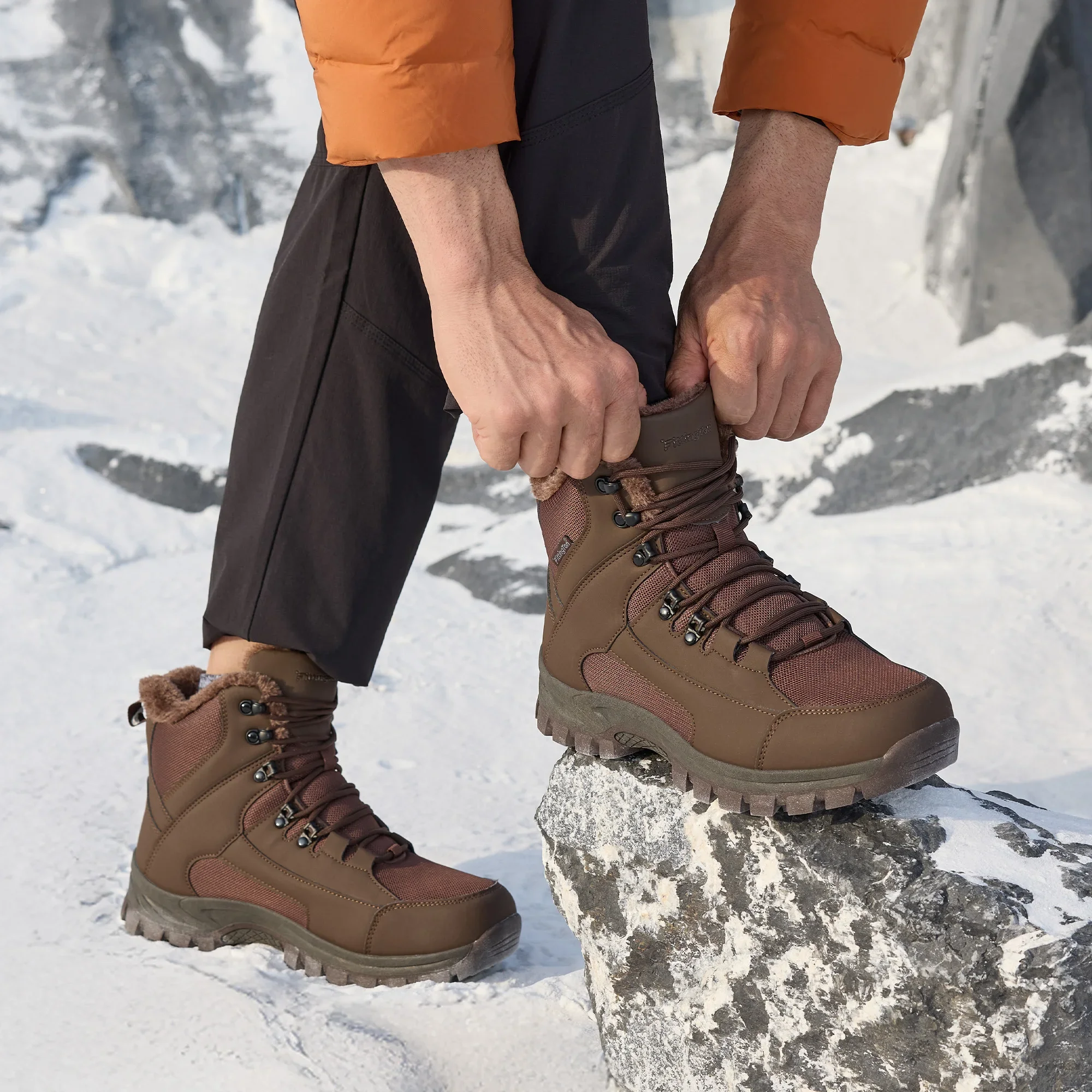 Herren Winter Schneestiefel Weite Passform Kältebeständig -25 ℃ Warme, dick gefütterte Outdoor-Wanderstiefel Herren-Winterschuhe zum Wandern und Trekking – Detail 5