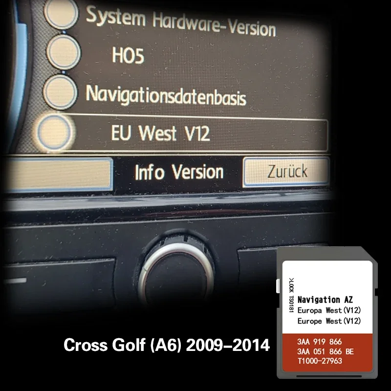 for VW Cross Golf (A6) 2009-2014 Sat Nav Gibraltar Greece Ireland Map Navigation SD Card