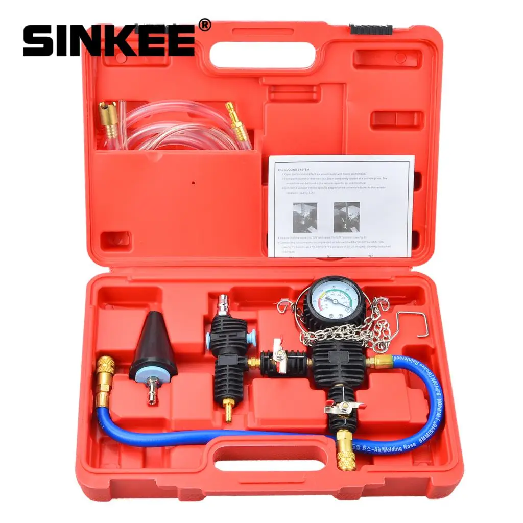 3Pc Car Refill Cooling Pumps Kit Universal Auto Radiator Set Vacuum Coolant System Antifreeze Injector Vacuum Pressure Tool