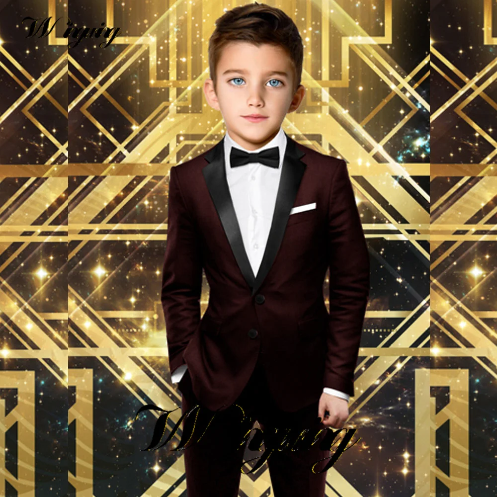 Black Boys Suit Formal Party Jacket Pants 2 Piece Set Kids Wedding Tuxedo Slim Fit Tailored 2-16 Years Old Clothes