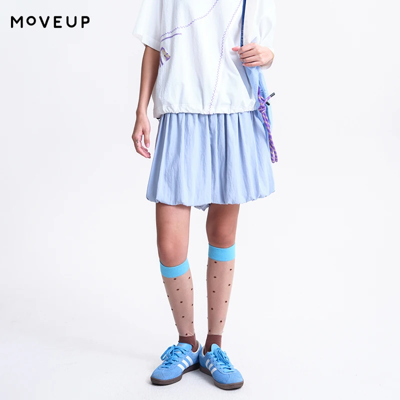 

Шорты MOVEUP прямого кроя, весна 2026, новые, с эластичным поясом, тюльпановидный подол, карманы, сетчатая подкладка, свободные короткие брюки для женщин 3ELC20108
