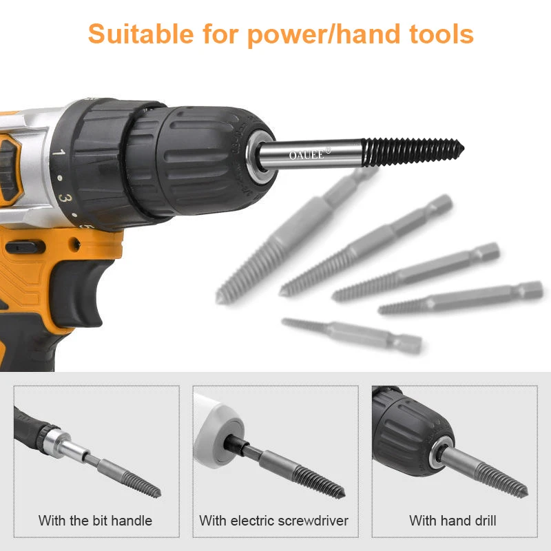 Extracteurs de vis hexagonales cassés et endommagés, jeu de guides de forets, extracteur de boulons cassés, outils électriques faciles à sortir, 3