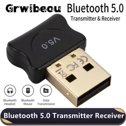 Grwibeou Wireless Bluetooth 5.0 Receiver Transmitter Adapter USB Bluetooth Audio Receiver Dongle Adapter for Computer PC Laptop