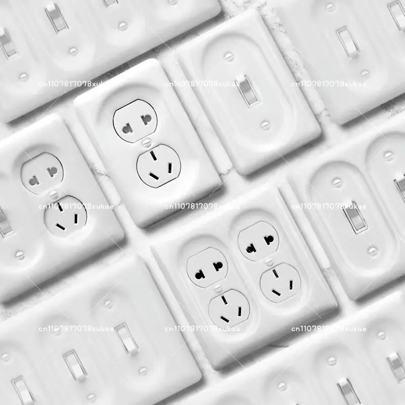 American Standard Retro Ceramic Milk White Switch Socket 120 Japanese-style Homestay Ins Double  Lever Double  Ten-hole Panel