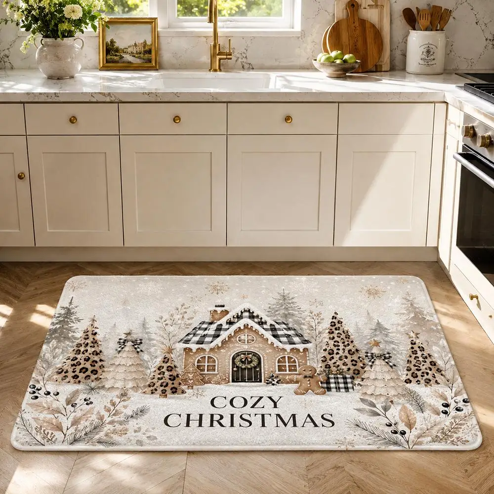 Cozy Neutral Leopard Floor Mat Flannel Rug Soft Non Slip Washable Door Mat For Bathroom Bedroom Kitchen Home Decor
