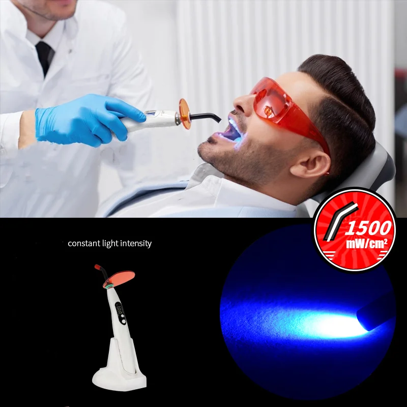 Lampada per polimerizzazione dentale Fotopolimerizzatore LED wireless 1200-1500 mw/cm2 Attrezzatura per materiali per odontoiatria per la cura della