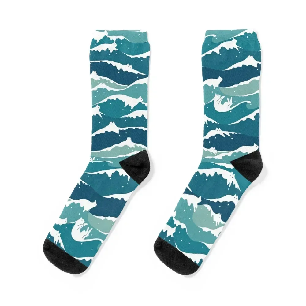 

Cat Landscape 135: Cat Waves Socks bright garter Soccer retro hip hop Woman Socks Men's
