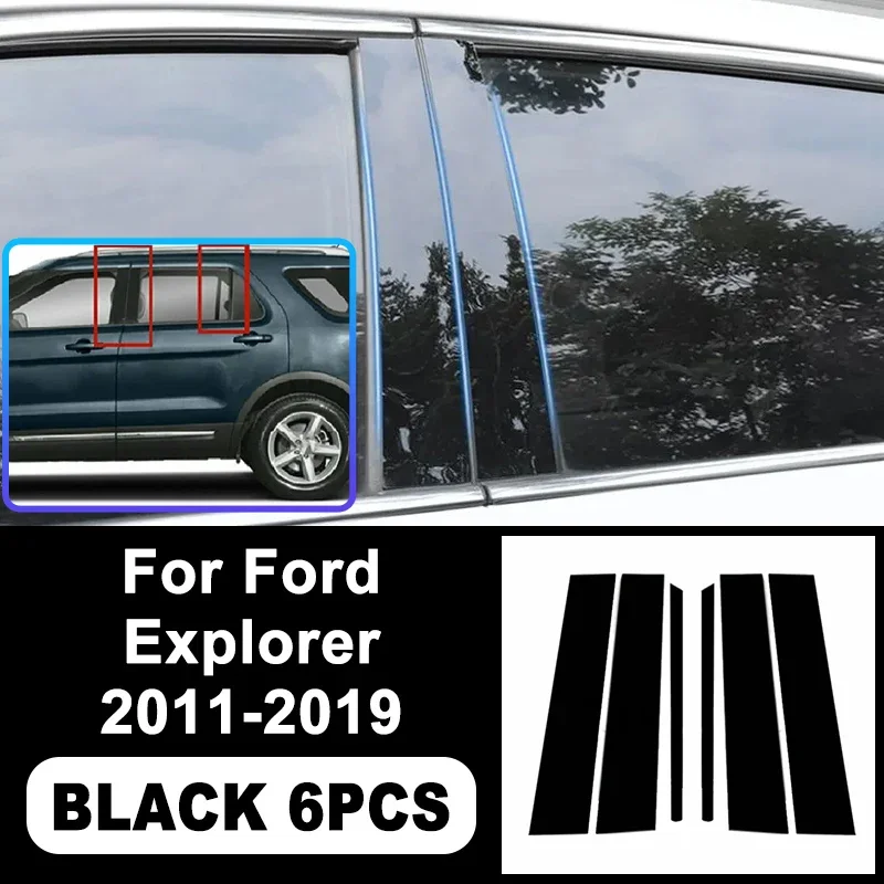 

For Ford Explorer 2011-2019 Piano Black B C Pillar Stickers, Easy Install PC Window Trim Anti-Scratch Exterior Styling Parts