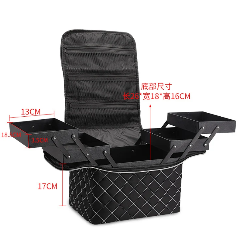 Women Cosmetic Boxes Zipper Nail Art Kit Storage Case Organizer Professional Make Up Handbag Large Capacity Plaid Makeup Bags