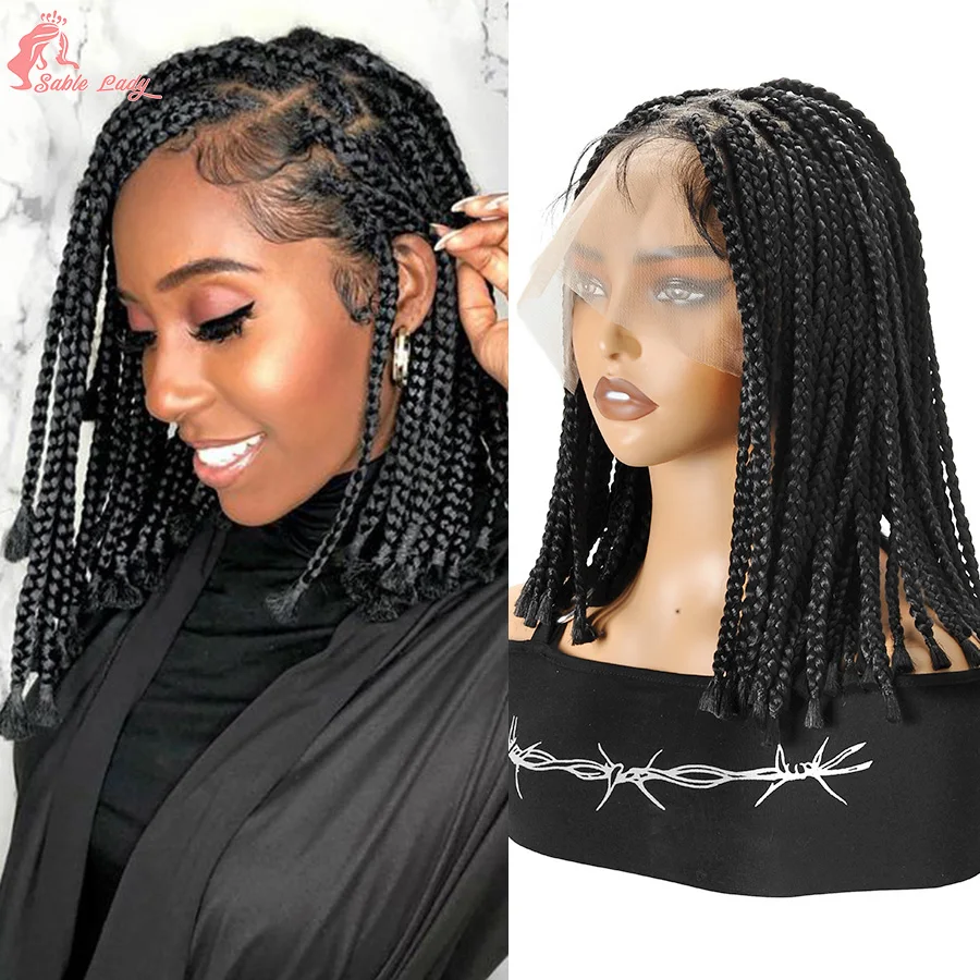 Synthetic Short Cornrows Braided Wigs For Black Women Full Lace Knotless Box Braids Bob Dreadlocks Braids 10 Tribal Dutch Braids