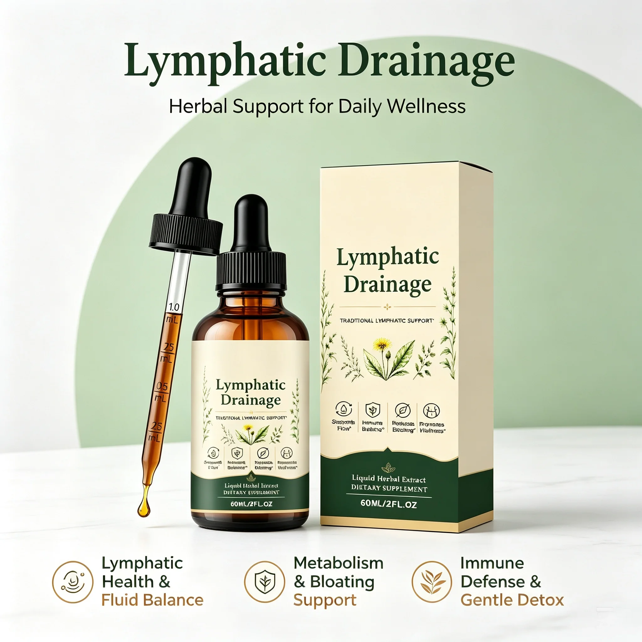 Lymphatic Drainage Drops Lymph Health Boost Metabolism Fluid Balance Herbal Detox Oral Liquid