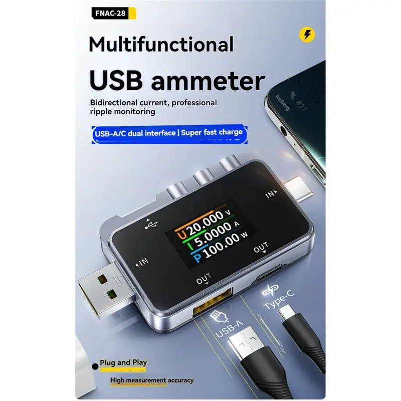 [NEWA64Z!】 USB Tester Digital Voltmeter Ammeter With LCD Display For Voltage Current Power Measurement Fast Charge Detection