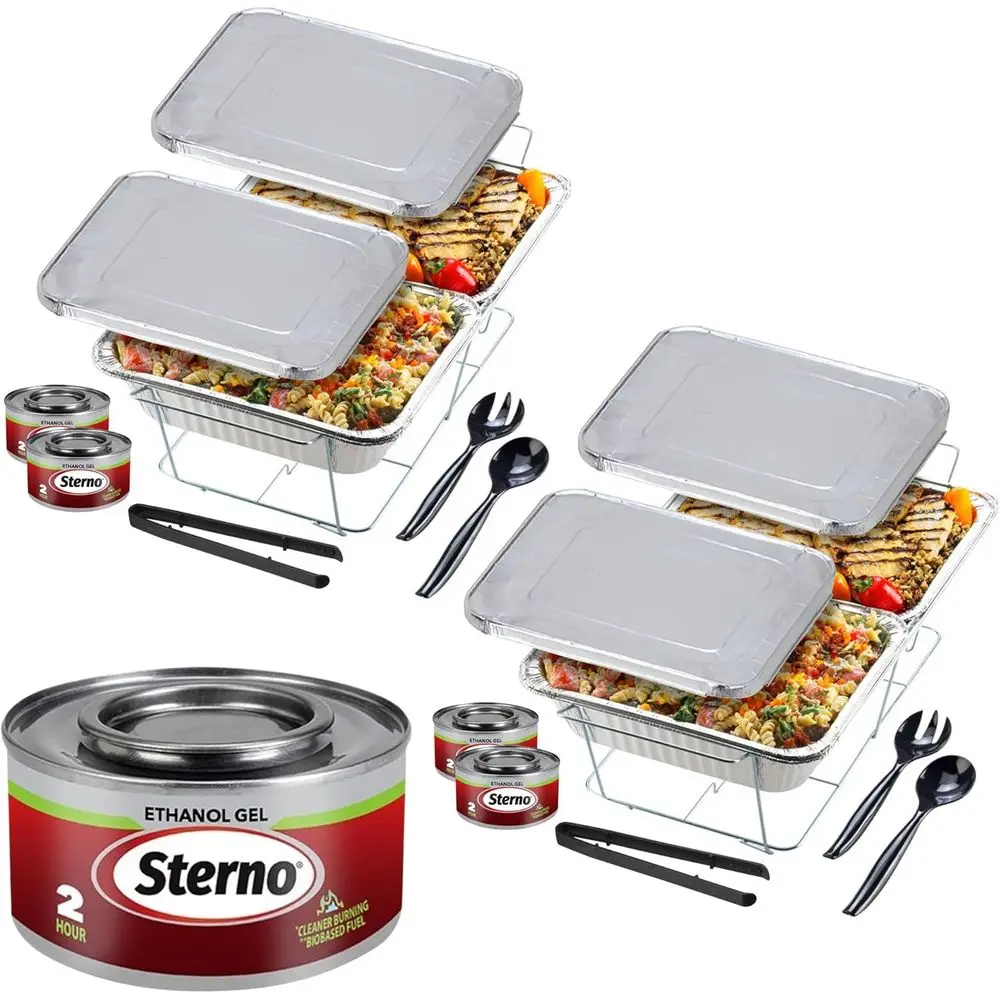 

Disposable Buffet Set with Food Warmers, Party Trays, Lids, and Racks for Catering Events