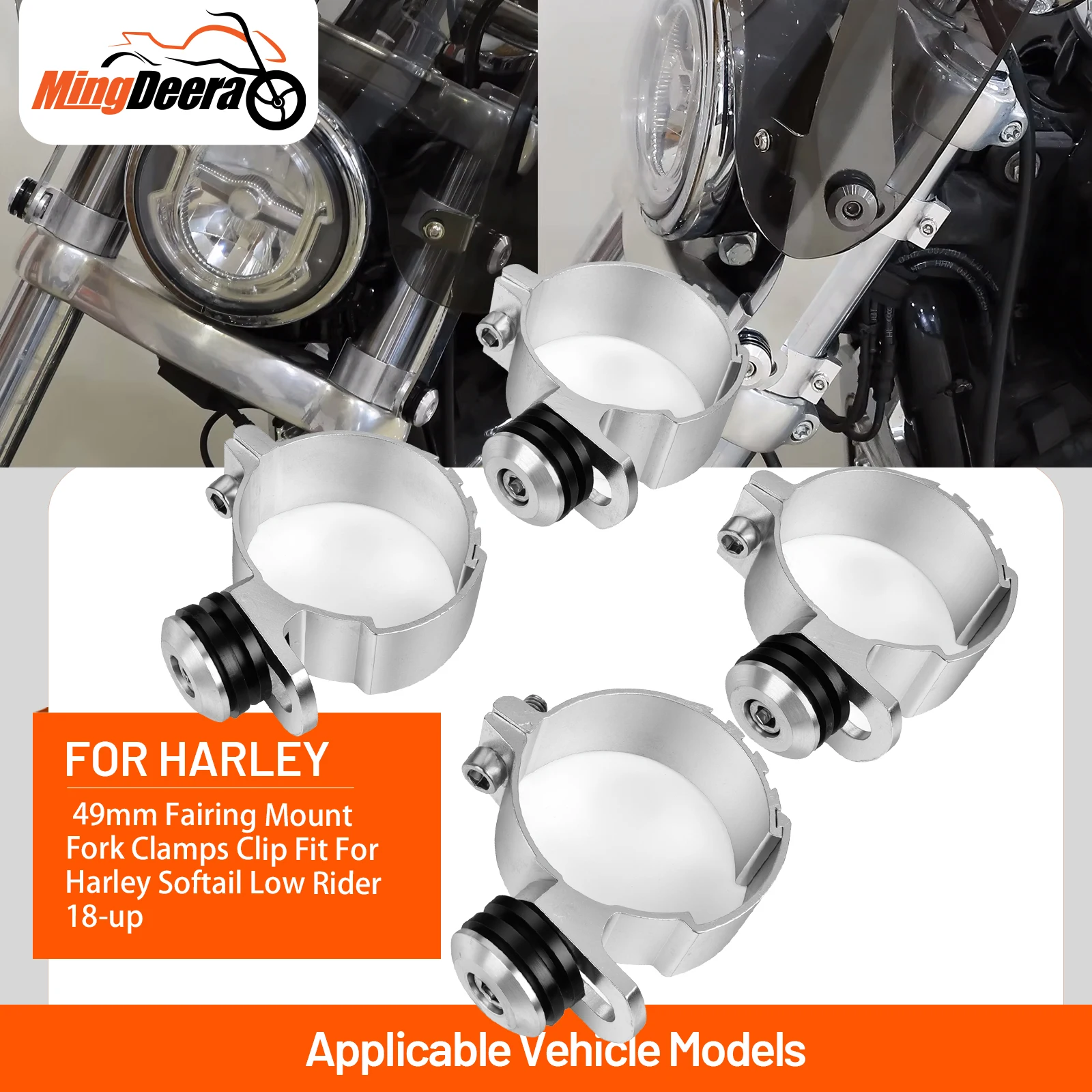 

Motorcycle 49mm Front Windshield Windscreen Clamp For Harley Softail Low Rider 2018-2026 With 49mm Front Windshield